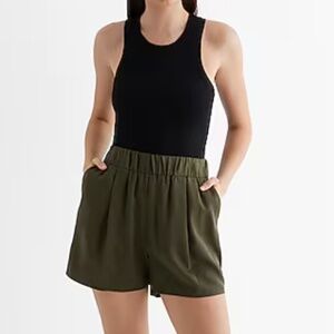 NWT! Express - Super High Waisted Satin Pleated Pull On Shorts